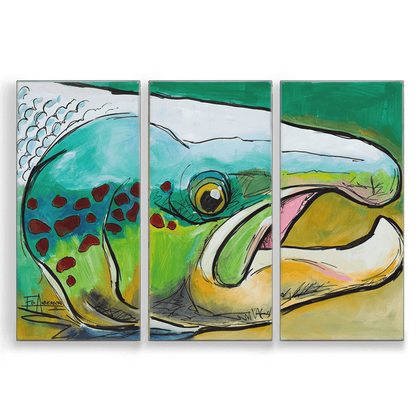 Atlantic Buck Salmon: 3-Piece Metal Box Art