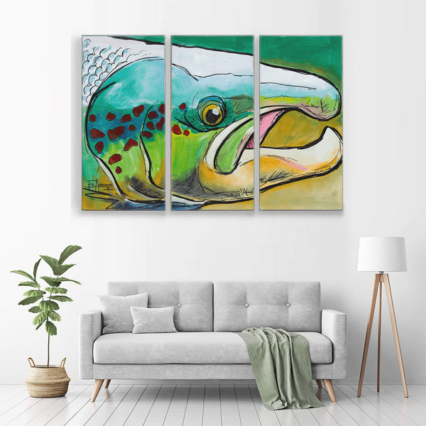Atlantic Buck Salmon: 3-Piece Metal Box Art