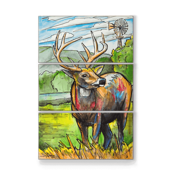The Watchful Whitetail: 3-Piece Metal Box Art