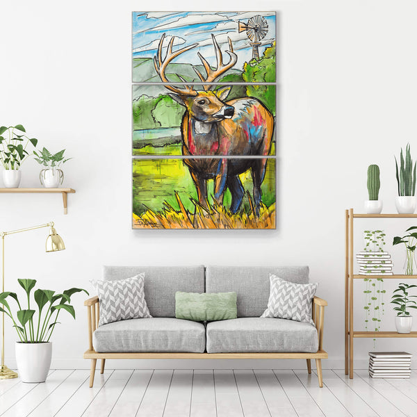 The Watchful Whitetail: 3-Piece Metal Box Art