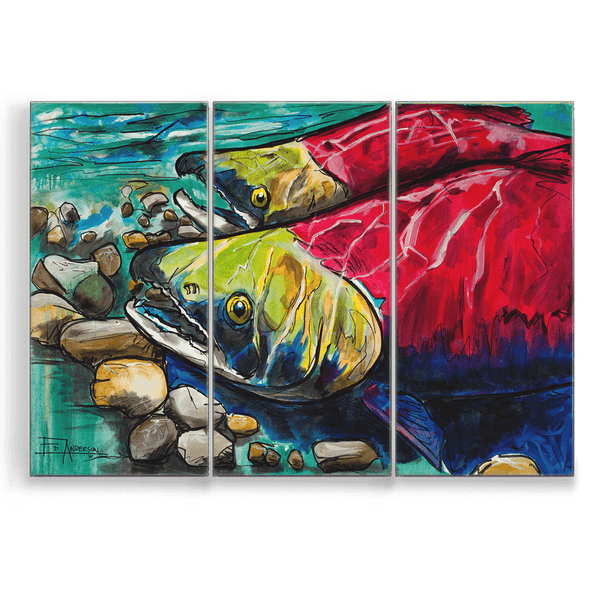Sockeye Salmon: 3-Piece Metal Box Art