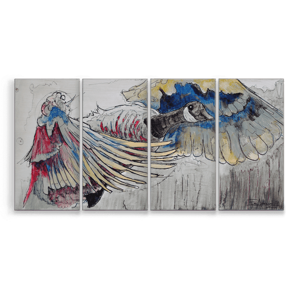 Canadian Goose in Flight: 4-Piece Metal Box Art