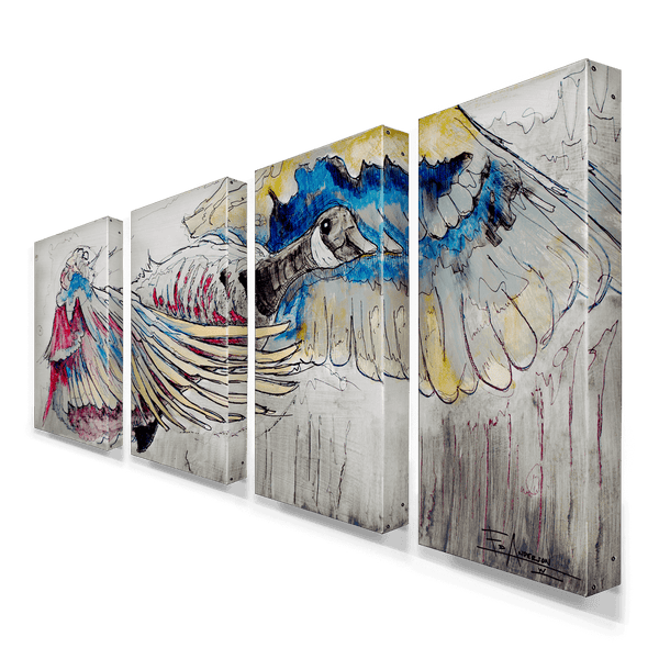 Canadian Goose in Flight: 4-Piece Metal Box Art