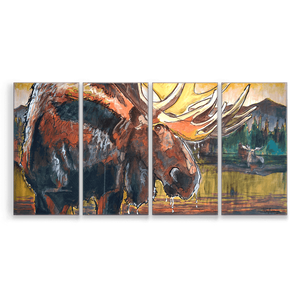 Old Bull Moose: 4-Piece Metal Box Art