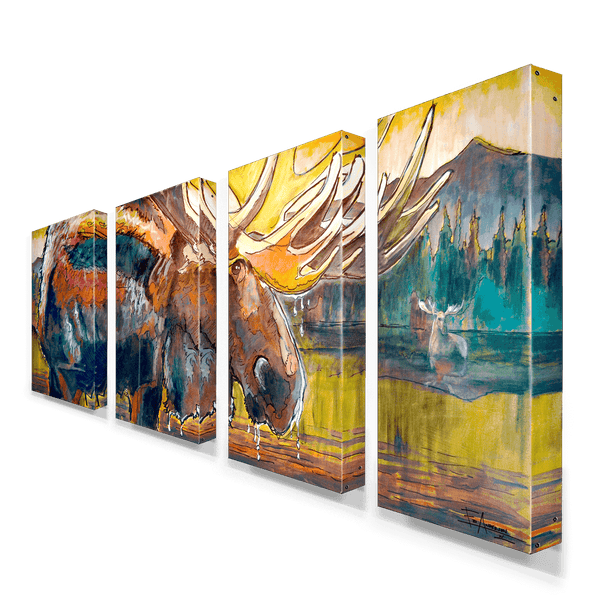 Old Bull Moose: 4-Piece Metal Box Art