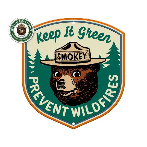 Smokey Bear Keep It Green Shield - Aluminum Shaped Wall Art