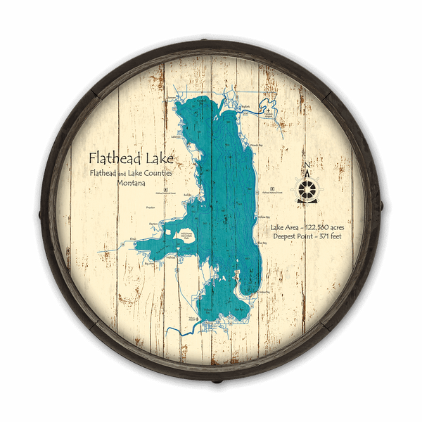 Flathead Lake, Montana on a Barrel End