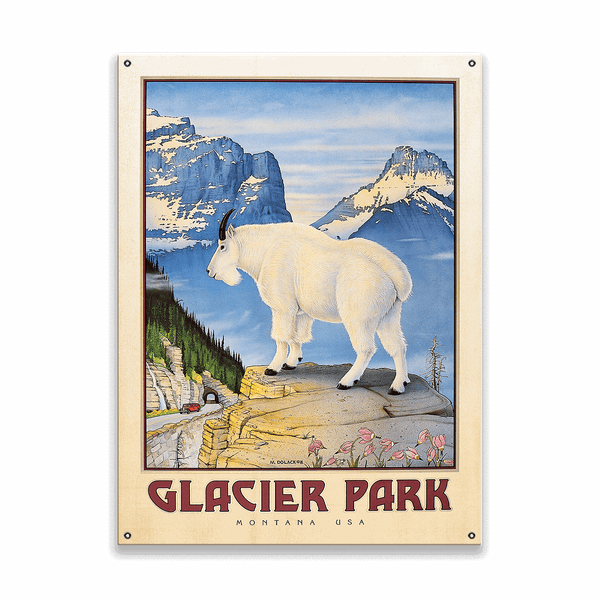 Glacier Park Mountain Goat - Wood & Metal Wall Art