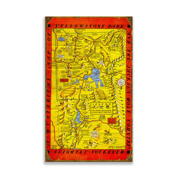 Yellowstone and Jackson Hole Map - Wood & Metal Wall Art
