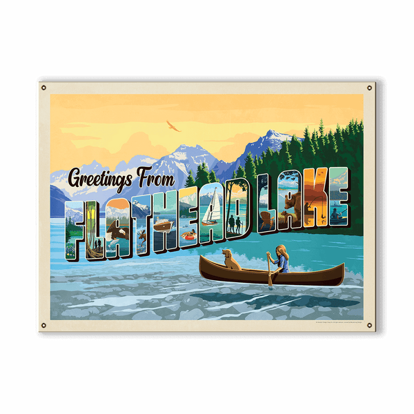 Flathead Lake, Montana: Greetings - Wood & Metal Wall Art