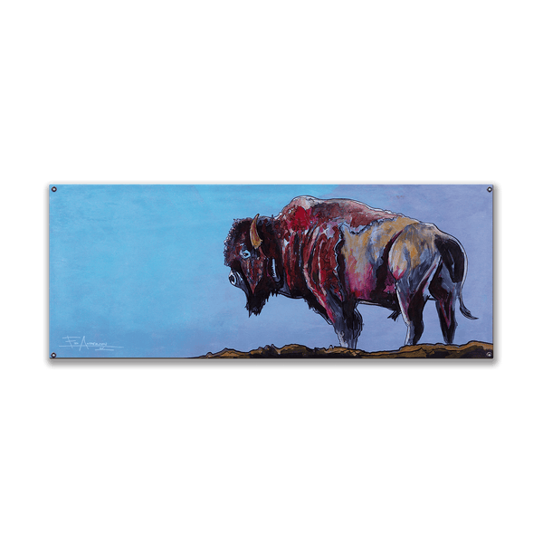 Bison on the Edge - Wood & Metal Wall Art