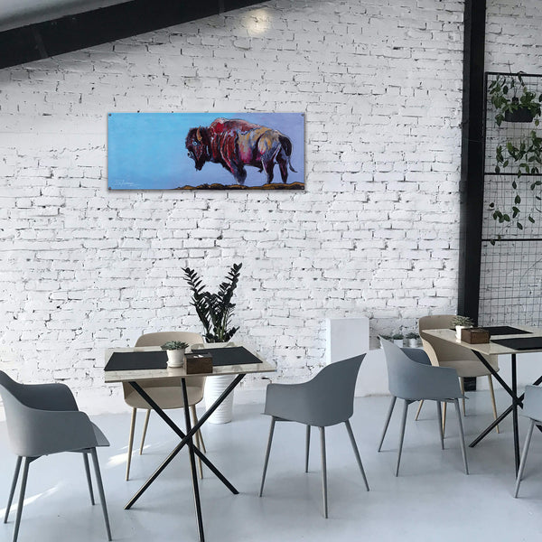 Bison on the Edge - Wood & Metal Wall Art