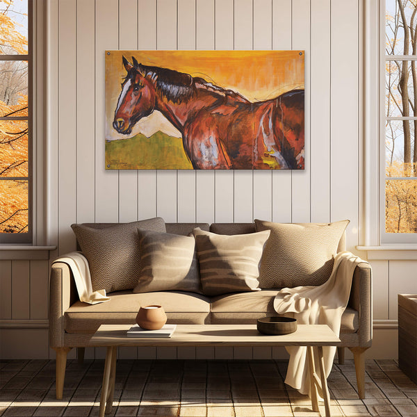 Horse in the Sunset Glow - Wood & Metal Wall Art