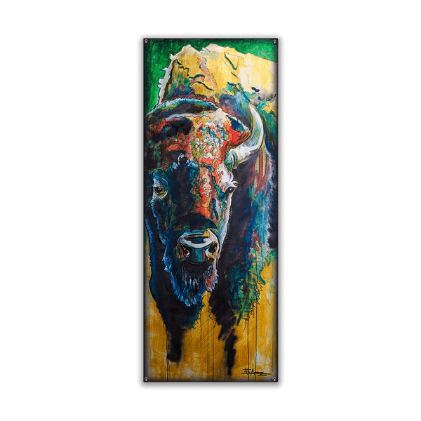 Pastel Bison - Wood & Metal Wall Art