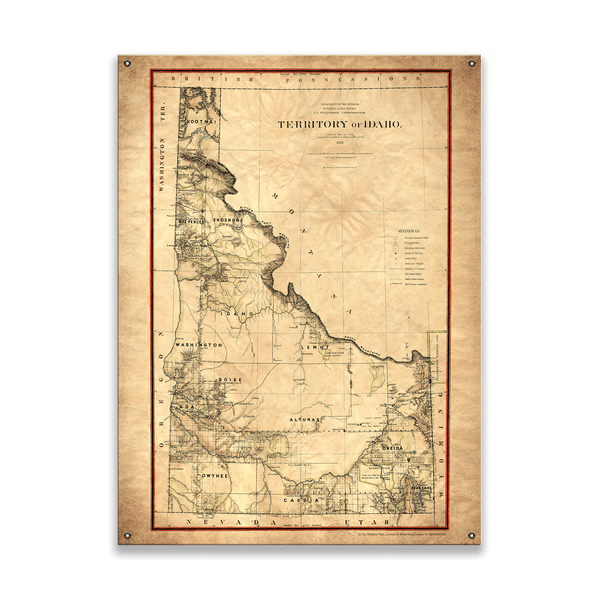Historic Map of the Idaho Territory - Wood & Metal Wall Art