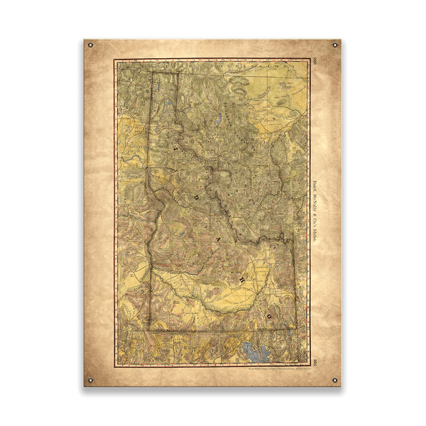 Historic Vintage Map of Idaho - Wood & Metal Wall Art