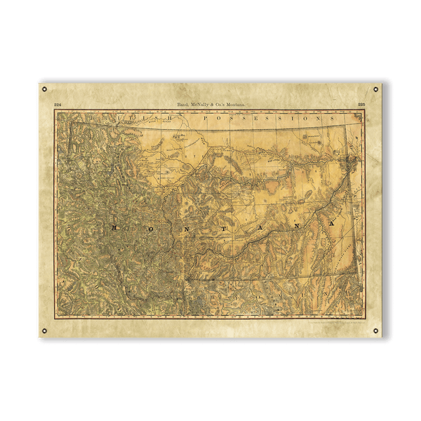 Historic Map of Montana Wagon Roads - Wood & Metal Wall Art