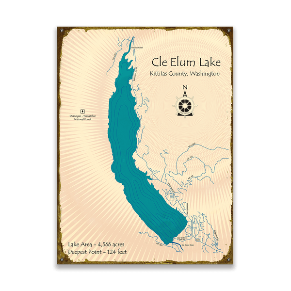 Cle Elum Lake, Washington - Wood & Metal Wall Art