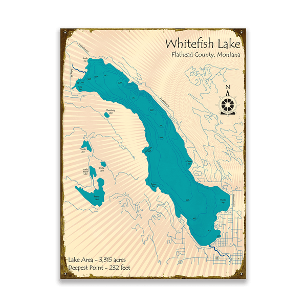 Whitefish Lake, Montana - Wood & Metal Wall Art