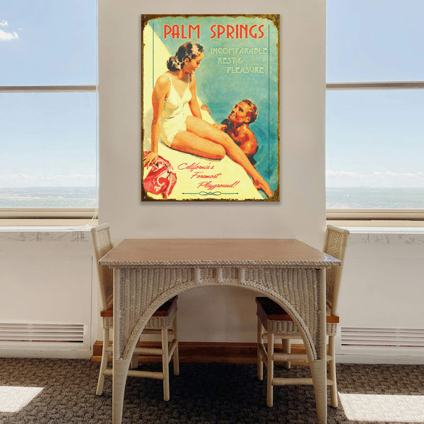 Palm Springs Rest and Pleasure - Wood & Metal Wall Art