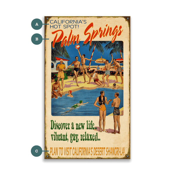 Poolside in Palm Springs - Wood & Metal Wall Art