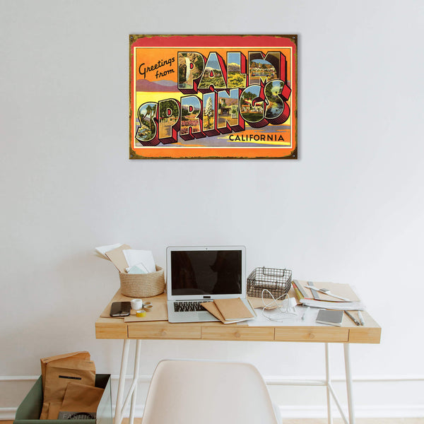Greetings from Palm Springs - Wood & Metal Wall Art