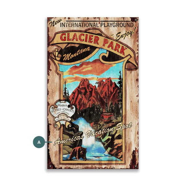 Glacier Park - International Playground - Wood & Metal Wall Art
