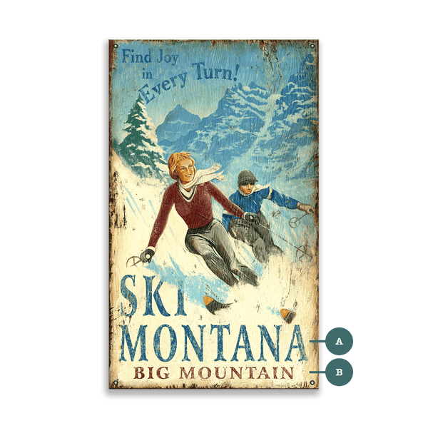 Ski Montana: Find Joy in Every Turn - Wood & Metal Wall Art