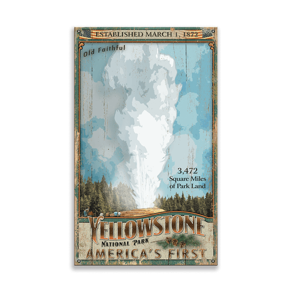 Old Faithful Geyser - Yellowstone - Wood & Metal Wall Art