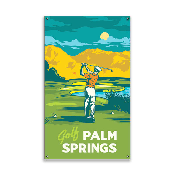 Palm Springs Golf: Smooth Finish - Wood & Metal Wall Art
