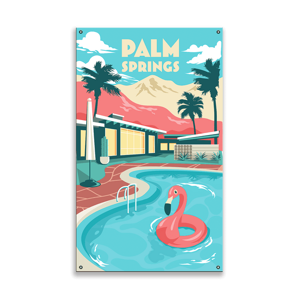 Palm Springs Pool: Clean - Wood & Metal Wall Art
