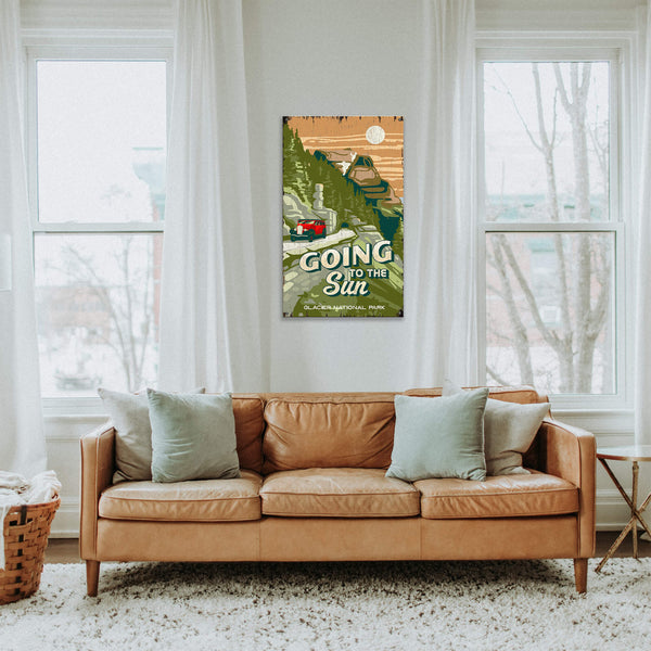 Going to the Sun Glacier National Park: Distressed Finish - Wood & Metal Wall Art