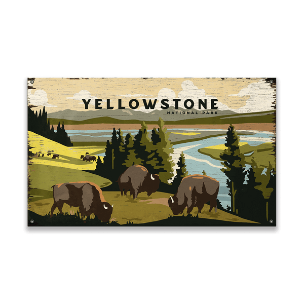 Bison Meadow Yellowstone National Park - Wood & Metal Wall Art