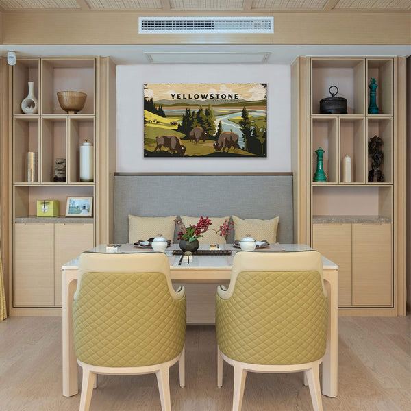 Bison Meadow Yellowstone National Park - Wood & Metal Wall Art