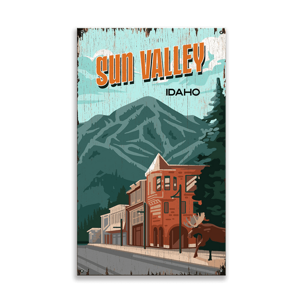 Sun Valley & Bald Mountain: Distressed Finish - Wood & Metal Wall Art