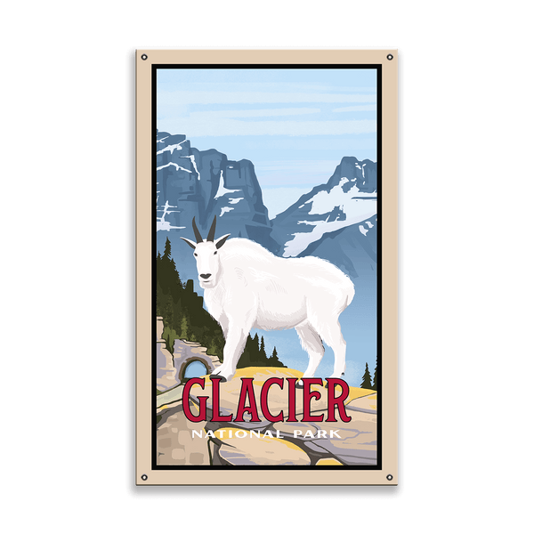 Mountain Goat at Glacier National Park: Smooth Finish - Wood & Metal Wall Art