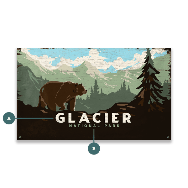 Grizzly at Glacier: Distressed Version - Wood & Metal Wall Art