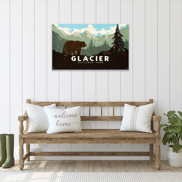 Grizzly at Glacier: Smooth Version - Wood & Metal Wall Art