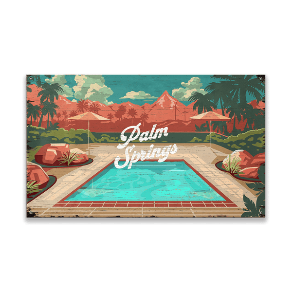 Palm Springs Mountain View: Distressed Finish - Wood & Metal Wall Art