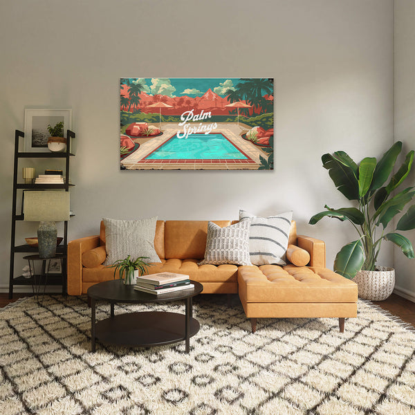Palm Springs Mountain View: Distressed Finish - Wood & Metal Wall Art