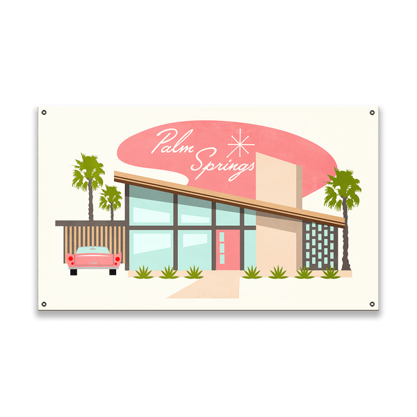 Palm Springs: Mid Century Modern Home Sign - Wood & Metal Wall Art