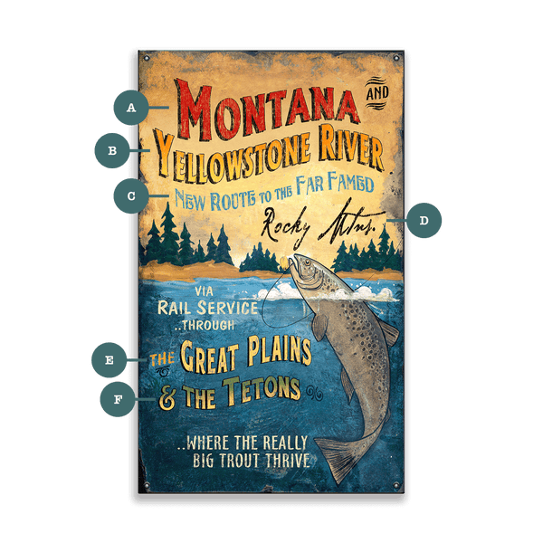 Montana and the Yellowstone River - Wood & Metal Wall Art