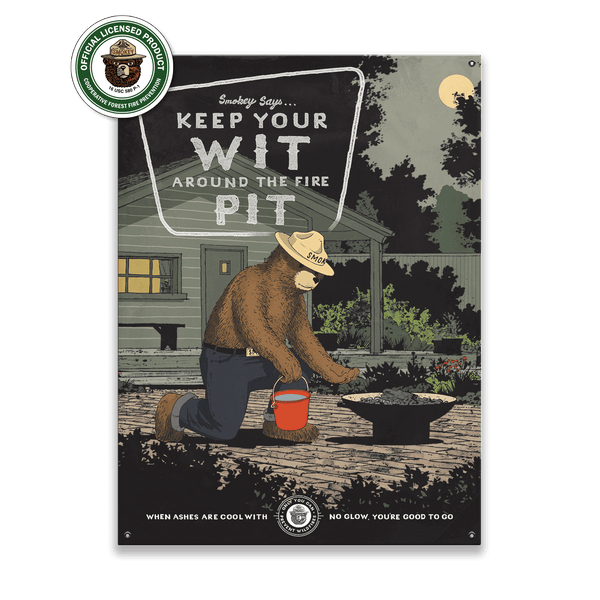 Smokey Bear 2017 Fire Pit - Wood & Metal Wall Art