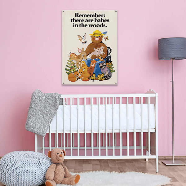 Smokey Bear 1972 Babes In The Woods - Wood & Metal Wall Art