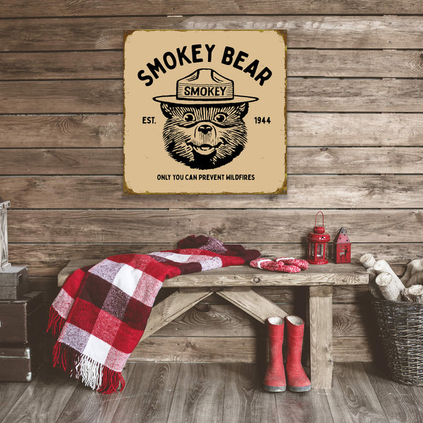 Smokey Bear Logo - Wood & Metal Wall Art