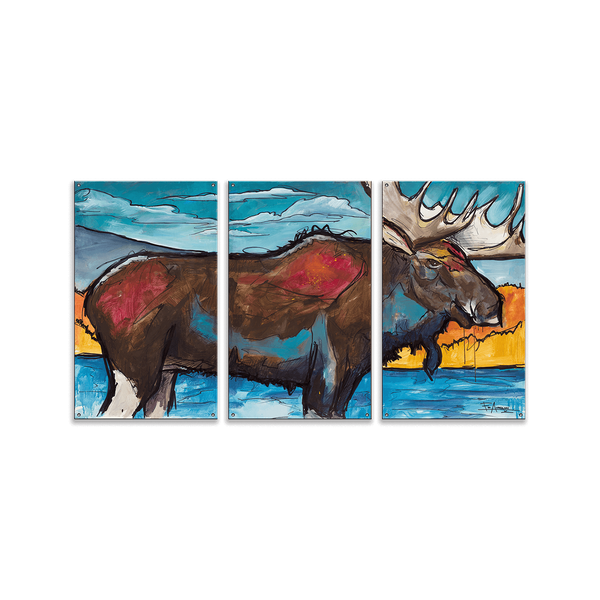The Majestic Moose: 3-Piece Wood & Metal Wall Art