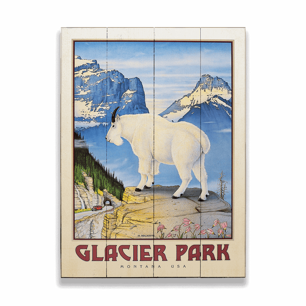 Glacier Park Mountain Goat - Wood & Metal Wall Art