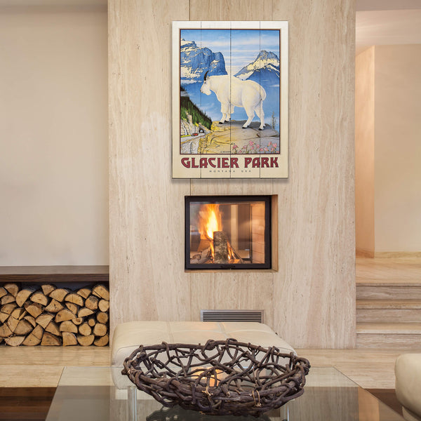 Glacier Park Mountain Goat - Wood & Metal Wall Art