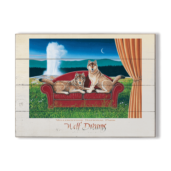 Wolf Dreams in Yellowstone National Park - Wood & Metal Wall Art
