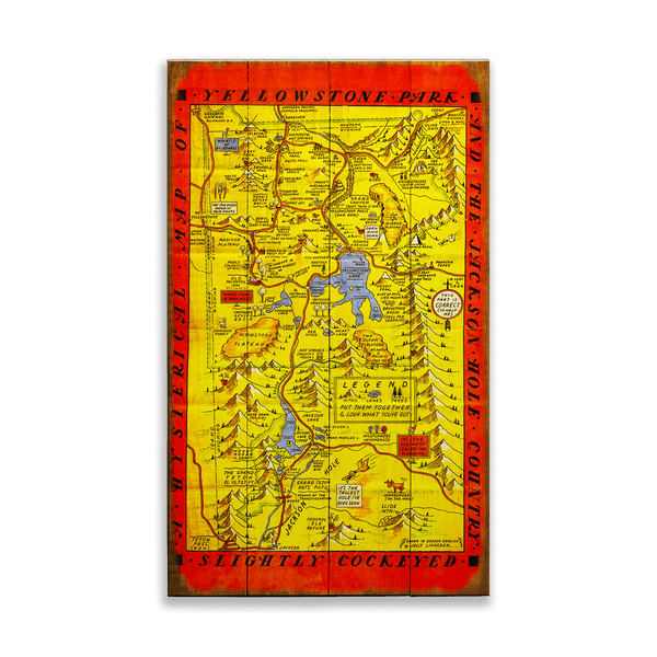 Yellowstone and Jackson Hole Map - Wood & Metal Wall Art